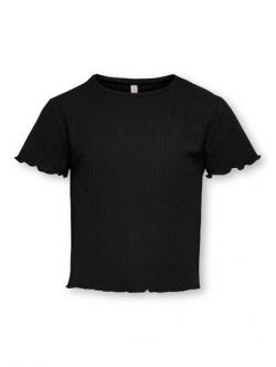 KIDS ONLY KOGNELLA sort rib-T-shirt til piger