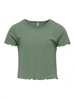 KIDS ONLY KOGNELLA T-shirt i Hedge Green til piger - OUTLET