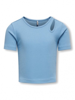 KIDS ONLY KOGNESSA Blissful Blue cut-out T-shirt til piger – Outlet