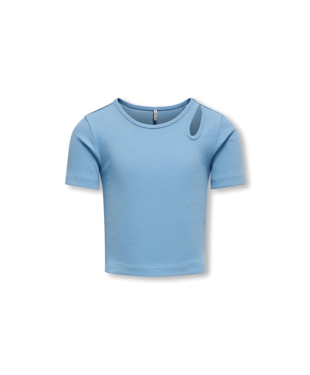 KIDS ONLY KOGNESSA Blissful Blue cut-out T-shirt til piger – Outlet billede 1