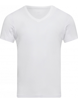 JBS of Denmark svedabsorberende bambus T-shirt i hvid med V-hals