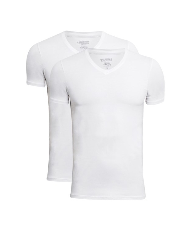JBS 2-pack FSC V-neck bamboo til herre – hvid billede 6