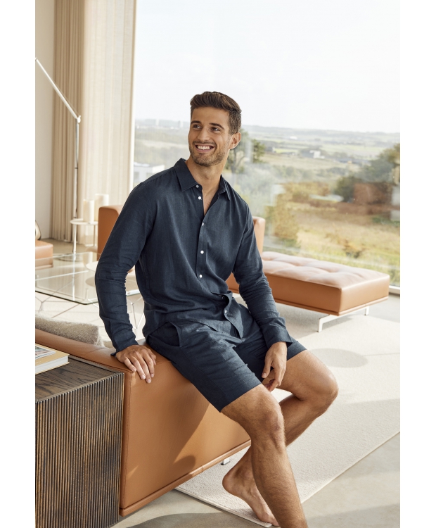 JBS of Denmark hør/bambusviskose shorts i navy til herre billede 3