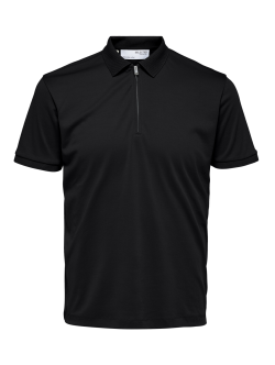 Selected Homme polo t-shirt med lynlås i sort til herre – Outlet