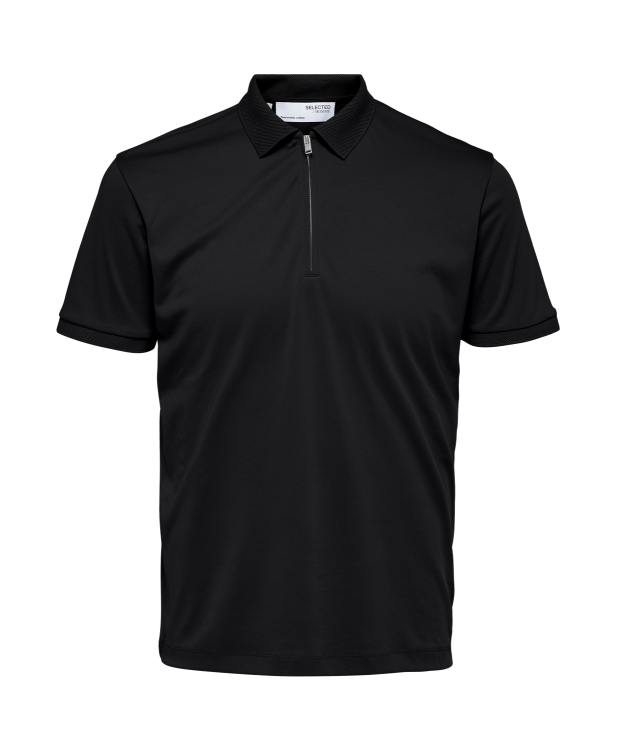 Selected Homme polo t-shirt med lynlås i sort til herre – Outlet billede 1