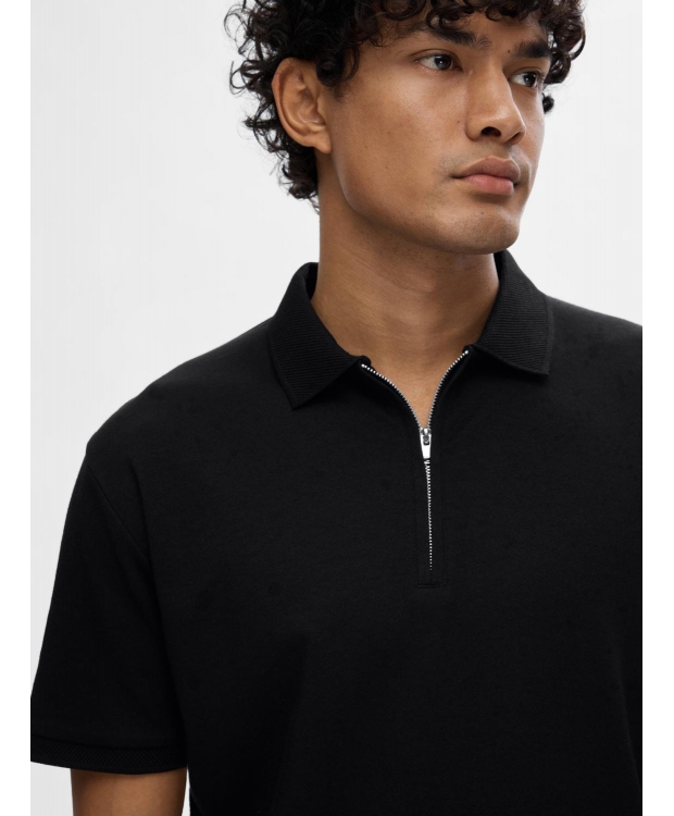 Selected Homme polo t-shirt med lynlås i sort til herre – Outlet billede 5