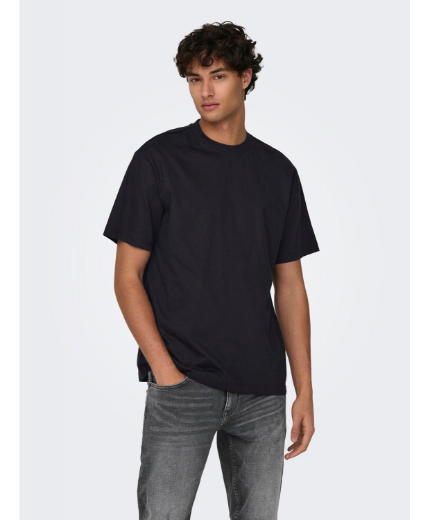 ONLY & SONS t-shirt i sort til herre | Relaxed fit | billede 3