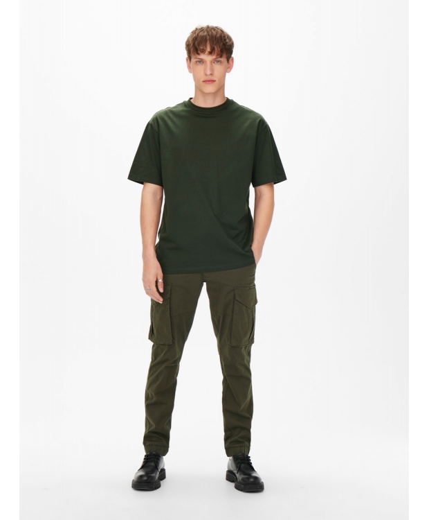 ONLY & SONS t-shirt i grøn til herre – Relaxed fit billede 1
