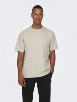 ONLY & SONS t-shirt i beige til herre – Relaxed fit