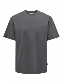 ONLY & SONS t-shirt i mørkegrå til herre – Relaxed fit