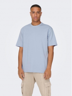 ONLY & SONS t-shirt i lyseblå til herre – Relaxed fit