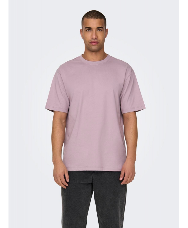 ONLY & SONS t-shirt i laksefarvet til herre – Relaxed fit billede 3