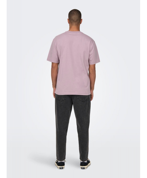 ONLY & SONS t-shirt i laksefarvet til herre – Relaxed fit billede 4