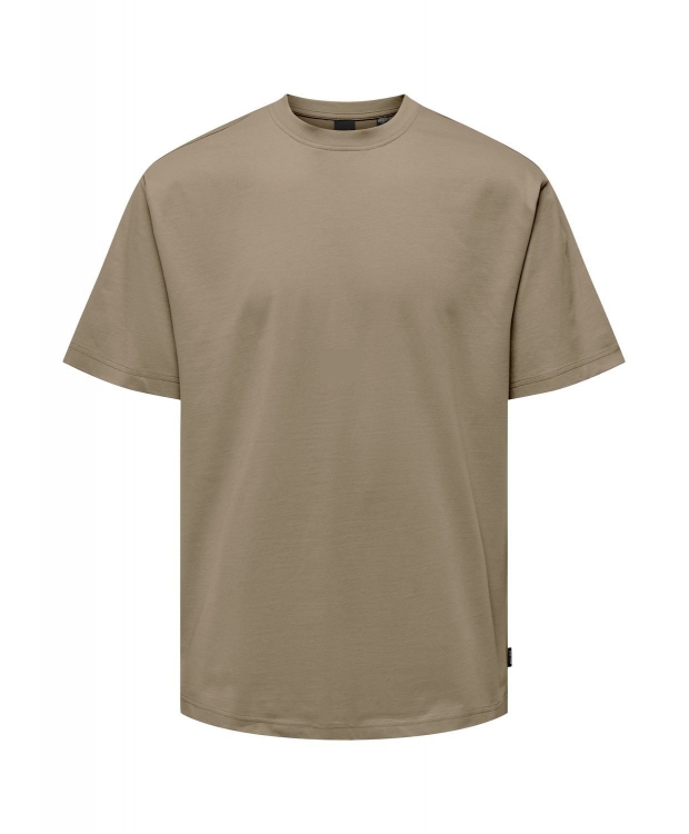 ONLY & SONS t-shirt i mørke beige til herre – Relaxed fit billede 2