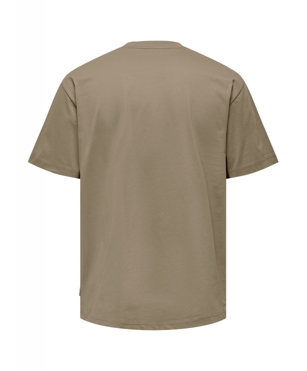 ONLY & SONS t-shirt i mørke beige til herre – Relaxed fit billede 3
