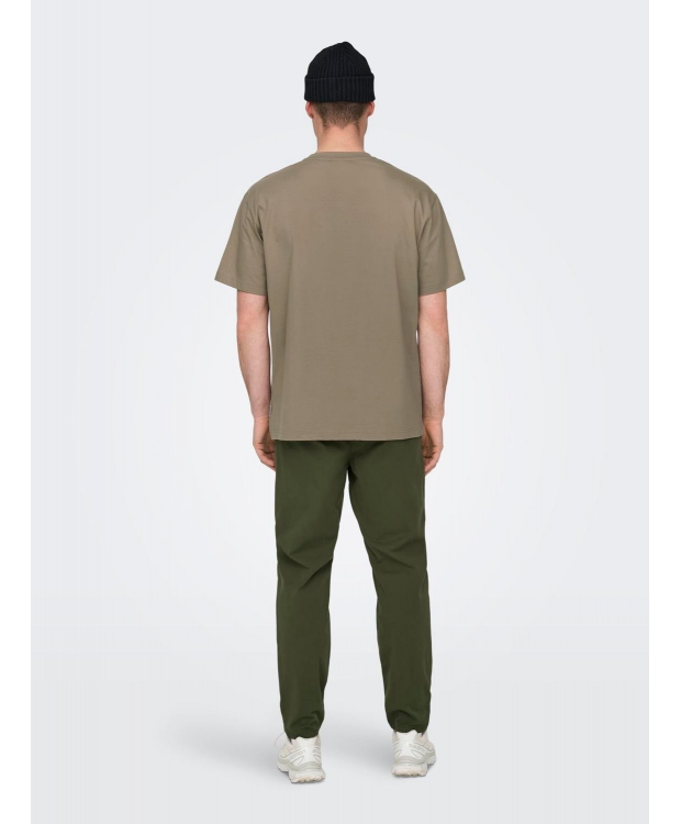 ONLY & SONS t-shirt i mørke beige til herre – Relaxed fit billede 4