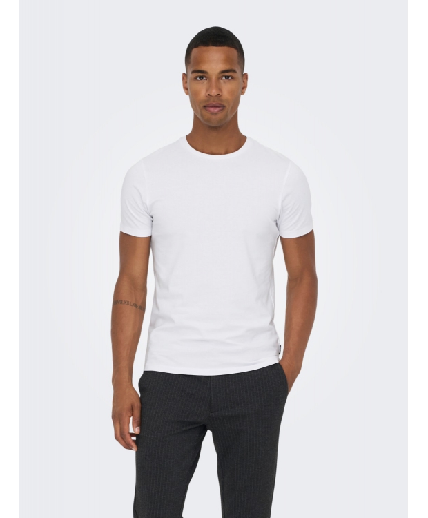 ONLY & SONS 2pak t-shirt i hvid til herre – Slim fit billede 4