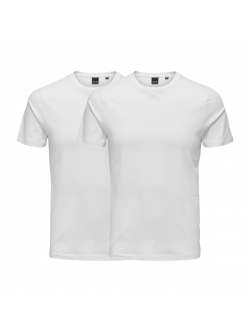 ONLY & SONS 2pak t-shirt i hvid til herre – Slim fit
