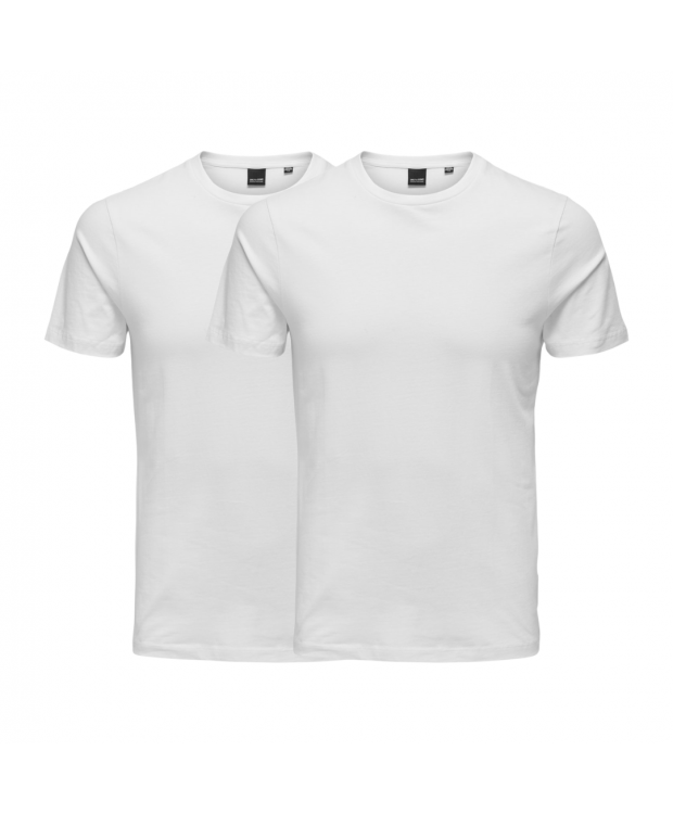ONLY & SONS 2pak t-shirt i hvid til herre – Slim fit billede 1
