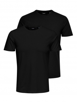 ONLY & SONS 2pak t-shirt i sort til herre – Slim fit