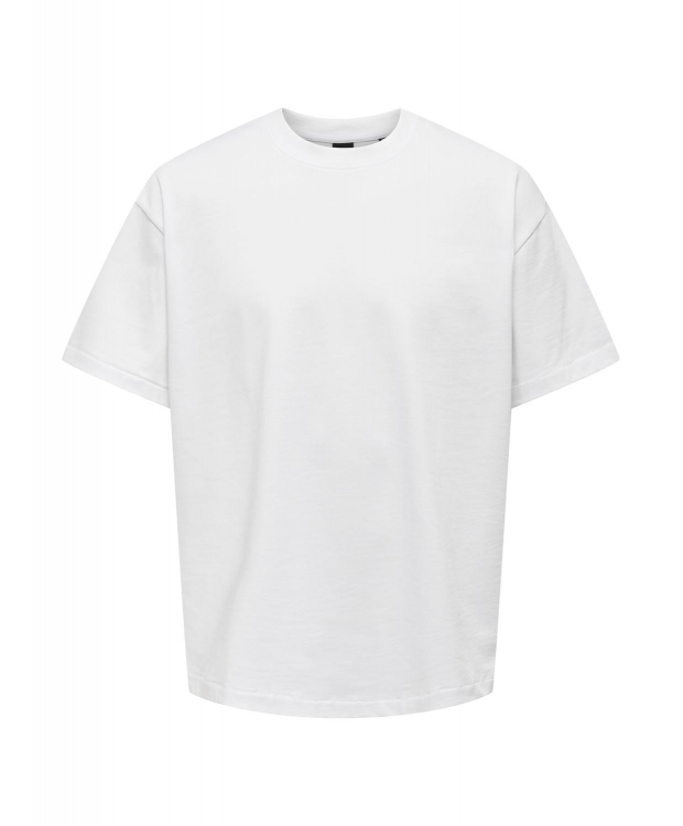 ONLY & SONS Hvid Oversized T-shirt til Herre – Blød Bomuldsblanding & Moderne Box Fit billede 1