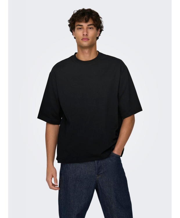 ONLY & SONS Oversized T-shirt i Sort til Herre – Loose Fit Bomulds T-shirt billede 3