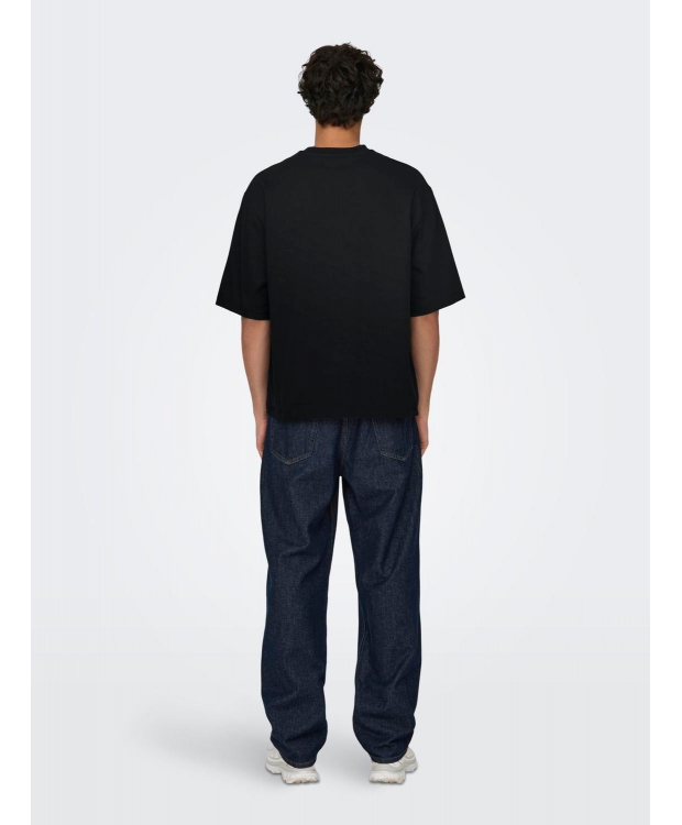 ONLY & SONS Oversized T-shirt i Sort til Herre – Loose Fit Bomulds T-shirt billede 4