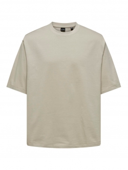 ONLY & SONS Oversized T-shirt i Beige til Herre – 100% Bomuld