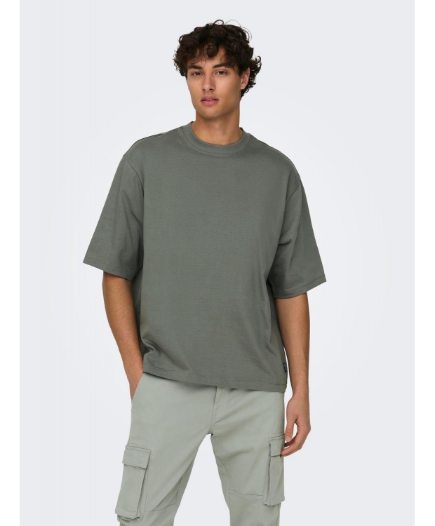 ONLY & SONS Oversized T-shirt i Grøn til Herre – 100% Bomuld billede 3
