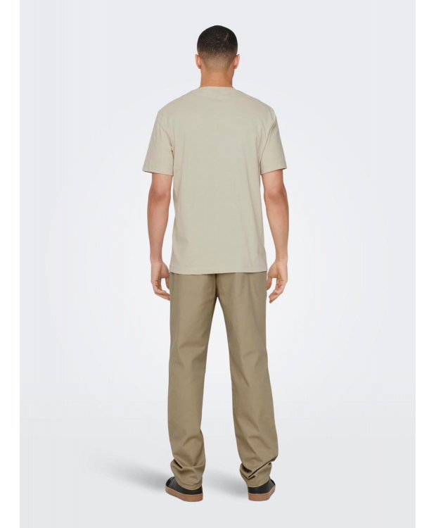 ONLY & SONS t-shirt i beige til herre – Regular fit billede 4