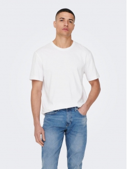 ONLY & SONS t-shirt i hvid til herre – Regular fit