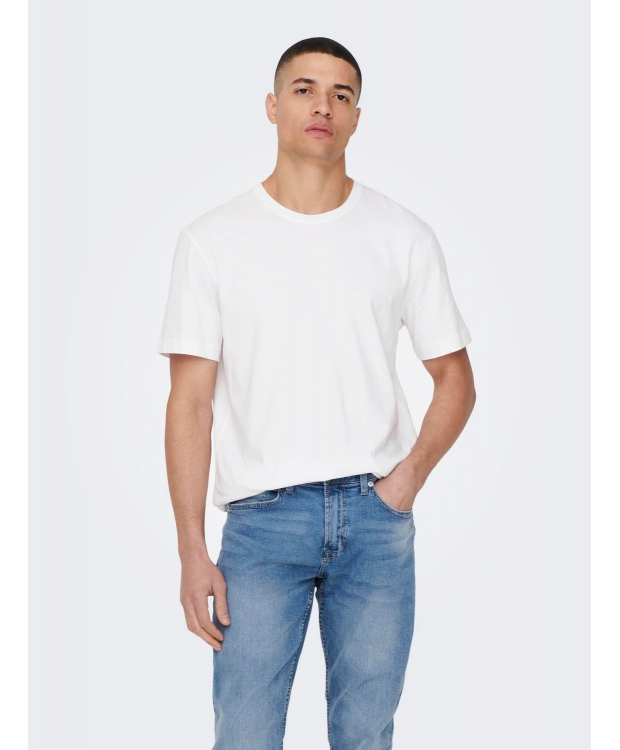 ONLY & SONS t-shirt i hvid til herre – Regular fit billede 1