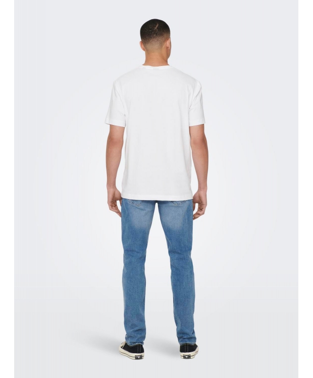 ONLY & SONS t-shirt i hvid til herre – Regular fit billede 4