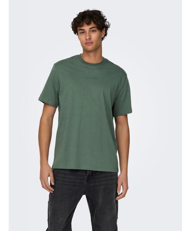 ONLY & SONS t-shirt i grøn til herre – Regular fit – Outlet billede 1
