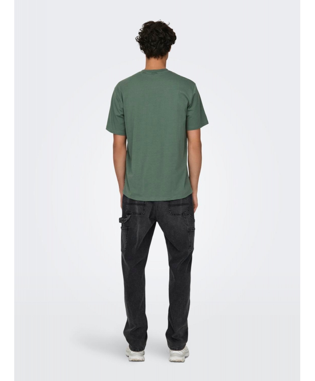 ONLY & SONS t-shirt i grøn til herre – Regular fit – Outlet billede 4