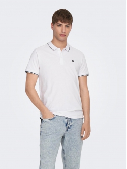 ONLY & SONS polo t-shirt i hvid til herre – Regular fit