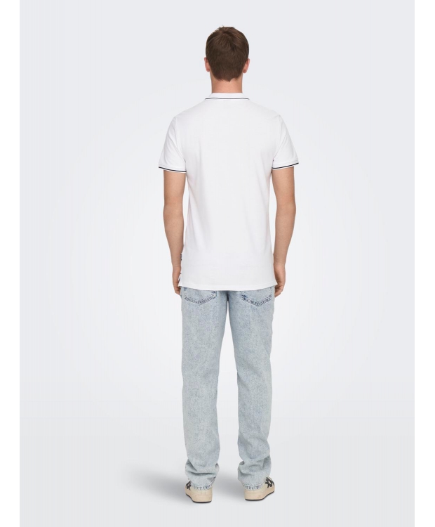 ONLY & SONS polo t-shirt i hvid til herre – Regular fit billede 4