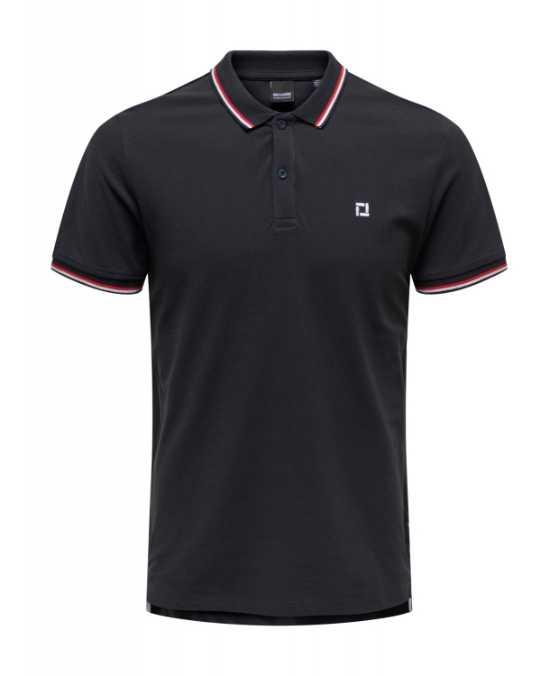 ONLY & SONS polo t-shirt i navy til herre – Regular fit – Outlet billede 1