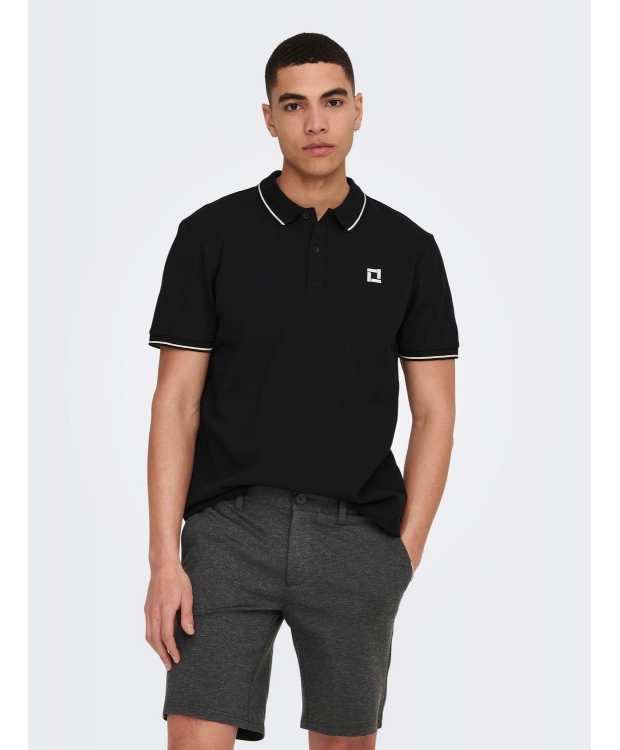 ONLY & SONS polo t-shirt i sort til herre – Regular fit billede 3