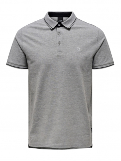 ONLY & SONS polo t-shirt i grå til herre – Regular fit – Outlet