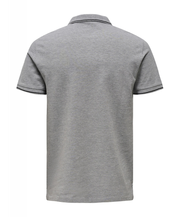 ONLY & SONS polo t-shirt i grå til herre – Regular fit – Outlet billede 2
