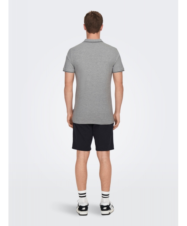 ONLY & SONS polo t-shirt i grå til herre – Regular fit – Outlet billede 4