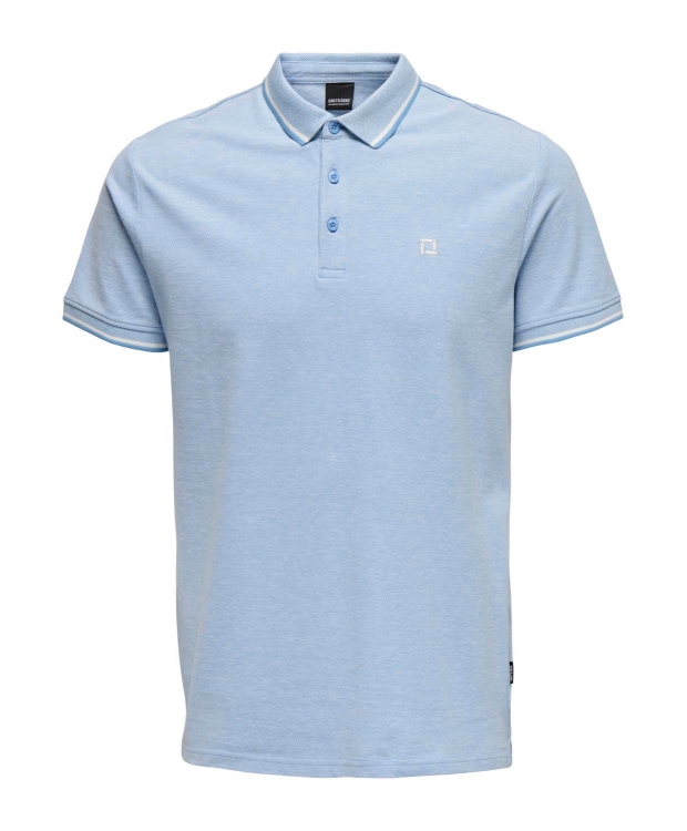 ONLY & SONS polo t-shirt i lyseblå til herre – Regular fit billede 1