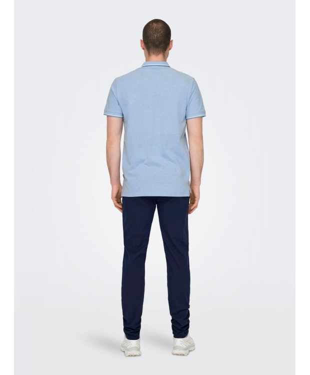 ONLY & SONS polo t-shirt i lyseblå til herre – Regular fit billede 4