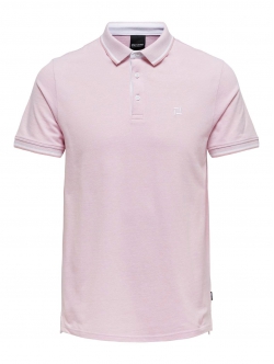 ONLY & SONS polo t-shirt i lyserød til herre – Regular fit