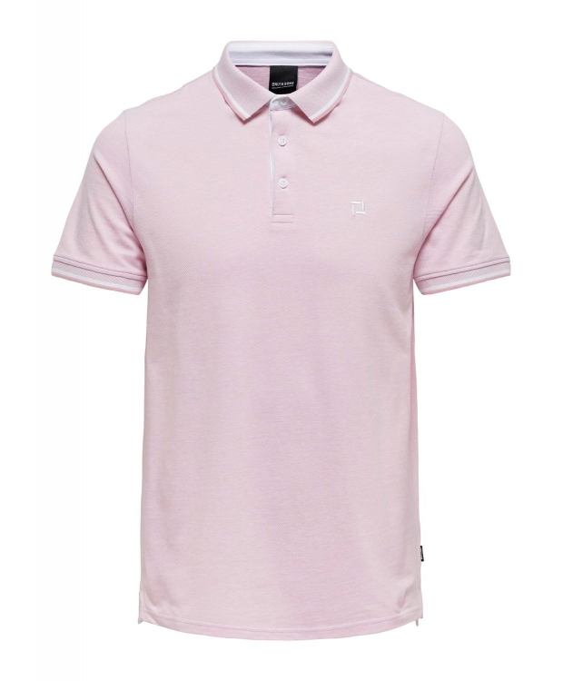ONLY & SONS polo t-shirt i lyserød til herre – Regular fit billede 1