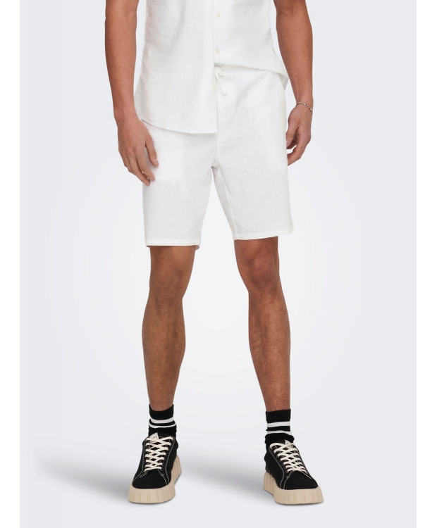 ONLY & SONS shorts i bomuld-hør blanding i hvid til herre – Outlet billede 3