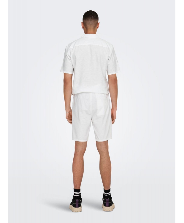 ONLY & SONS shorts i bomuld-hør blanding i hvid til herre – Outlet billede 4