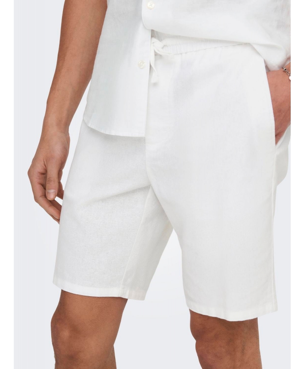 ONLY & SONS shorts i bomuld-hør blanding i hvid til herre – Outlet billede 5