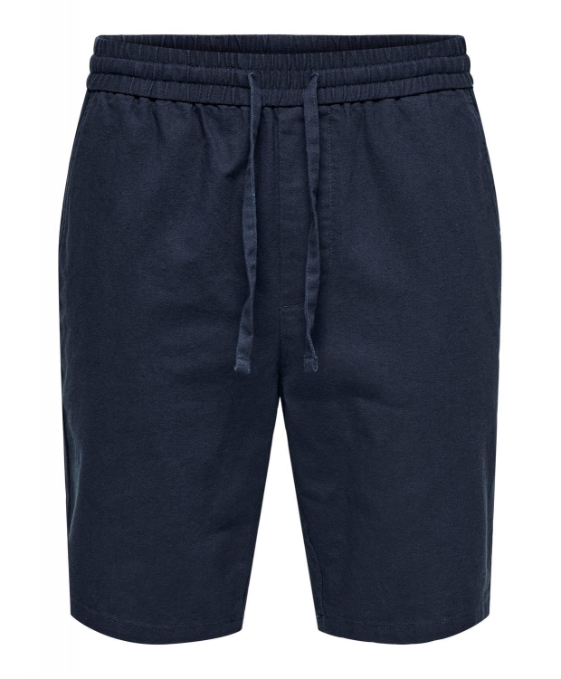 ONLY & SONS shorts i bomuld-hør blanding i navy til herre billede 2